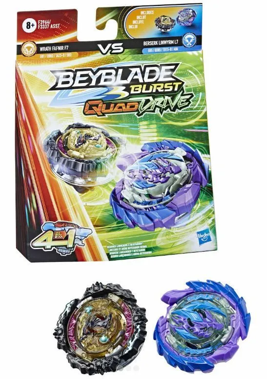 Hasbro Beyblade Burst Quad Drive Dual Pack Berserk Linwyrm L7 Wrath Farnir F7 (F3964) 1 Hasbro Beyblade Burst Quad Drive Dual Pack Berserk Linwyrm L7 Wrath Farnir F7 (F3964)