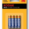 4 Kodak Max Alkaine Super AAA Lr03 Batterien Blister 1.5v (1001568)
